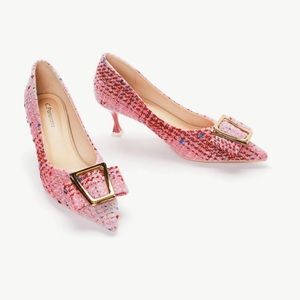 C Paravano Pink Tweed kitten heel shoes